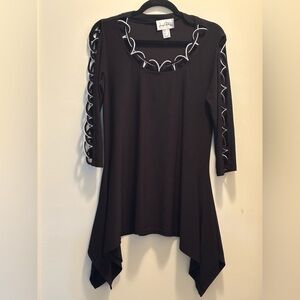 Joseph Ribkoff Black Top/Tunic with White Accents